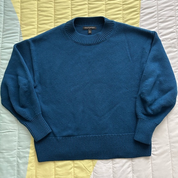 BANANA REPUBLIC Women’s Volume-Sleeve Sweater Size Small Ocean Blue - Picture 2 of 4